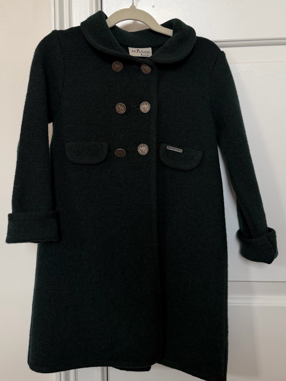 Marea Kids' Dark Green Dress Coat - 100% Wool